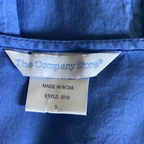 The Company Store Cotton Pleated Voile Tunic Top Sz S Periwinkle Blue 84D - Picture 5 of 7